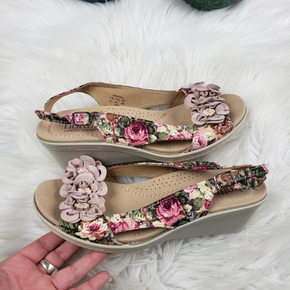 Hotter mimosa floral wedge sandal 7.5